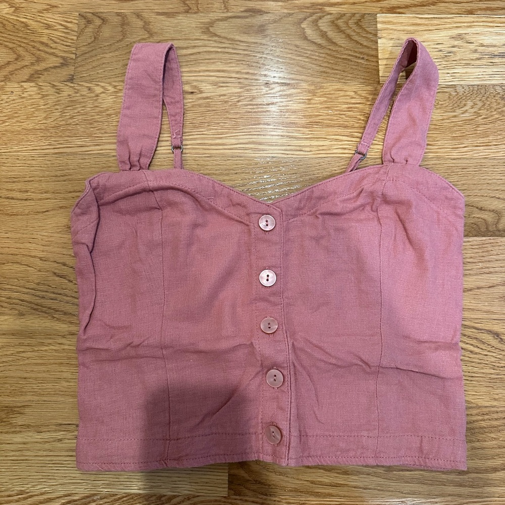 Abercrombie & Fitch Pink Button-Up Crop Top